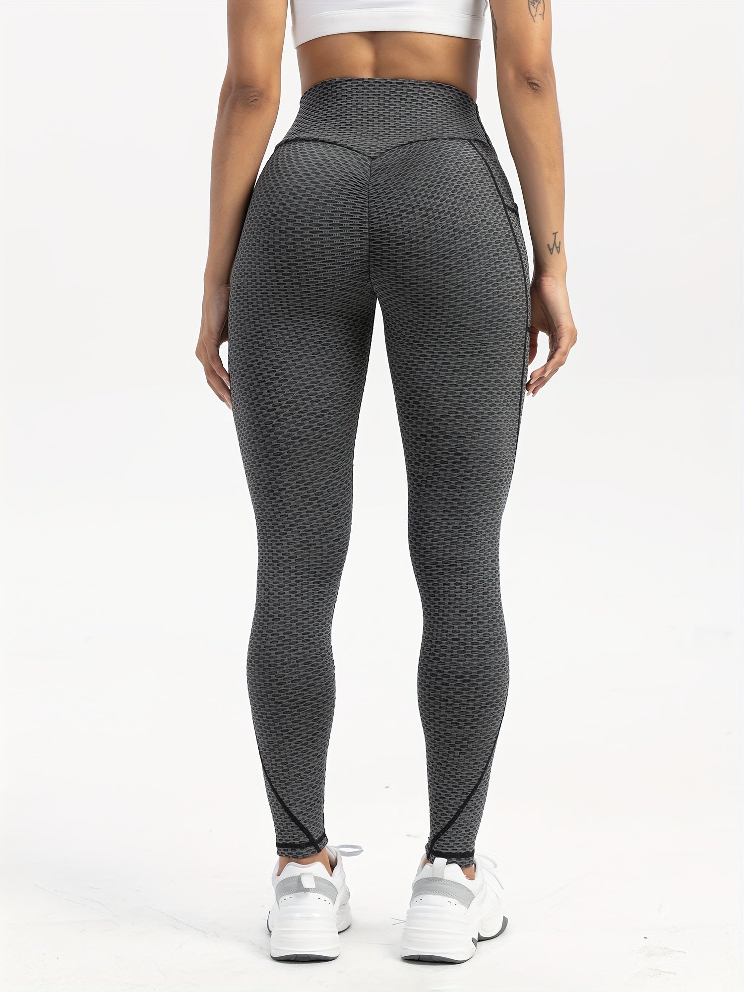 Women's Gray and Spliced Leggings for Yoga Running Fitness