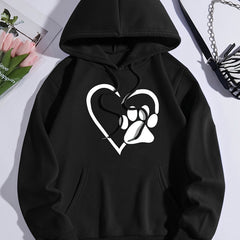 Animal Paw Print Hooded Sweatshirt Casual Sports Hoodie