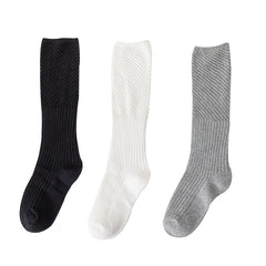 3 Pairs Solid Calf Socks Knee High Stockings & Hosiery