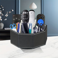 Desktop Remote Control Holder Waterproof PU Leather Storage Box