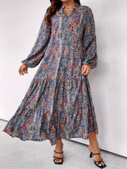 Allover Paisley Print Maxi Smock Dress