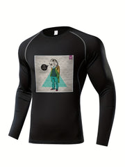 Skeleton Pattern Compression Shirt Men's Long Sleeve Athletic Baselayer