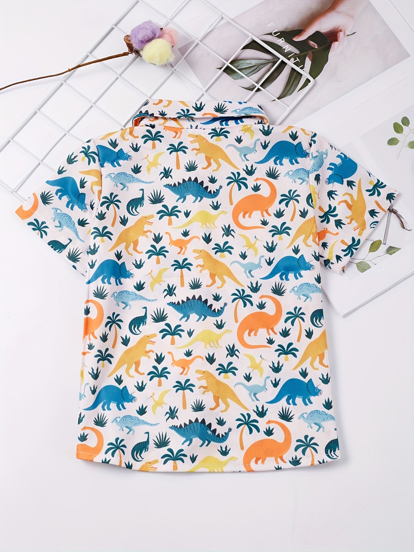 Boys Casual Vneck Short Sleeve Button Up Shirts for Summer