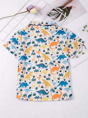 Boys Casual Vneck Short Sleeve Button Up Shirts for Summer