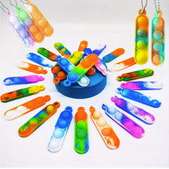 20pcs Mini Pop Round Corner Keychain Fidget Toys Bulk Party Favor Keychain