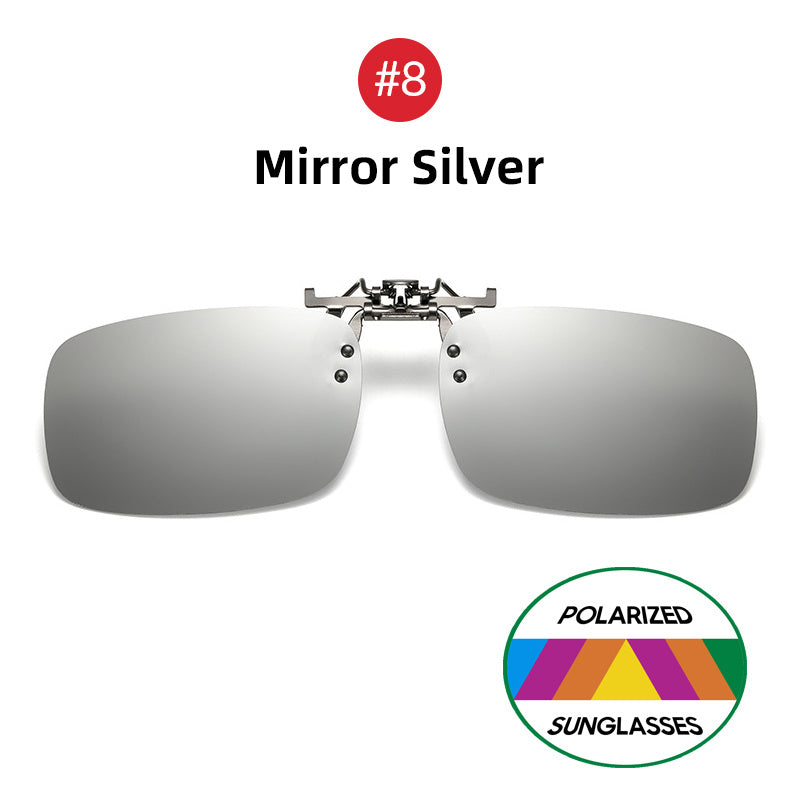 Men's Square Polarized Lens Clip On Sunglasses