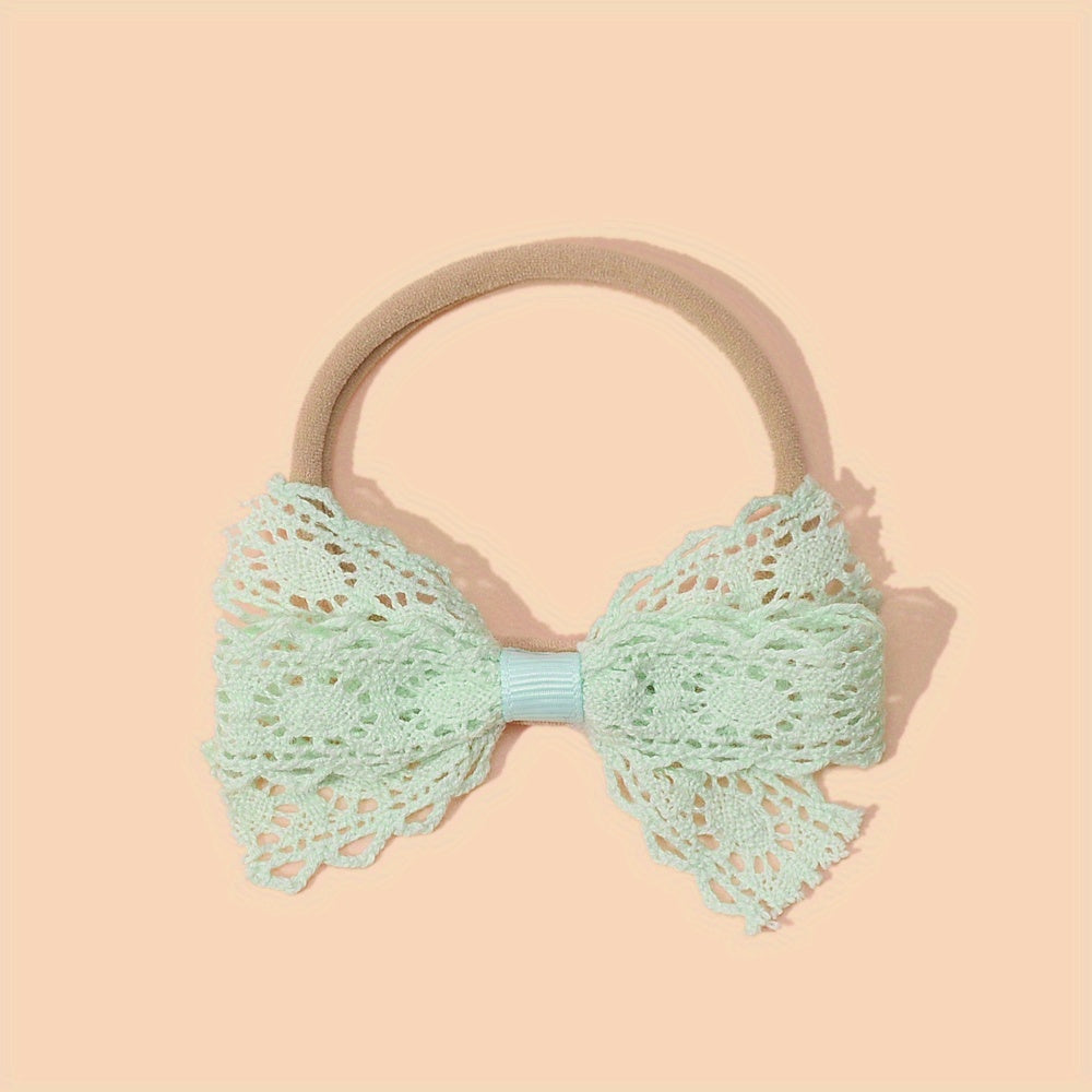 Headband For Baby Girls Soft Nylon Elastic Lace Bow Hair Bands