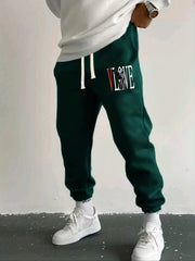 Vlove Men's Active Joggers with Stretchy Fabric and Print Sweatpants