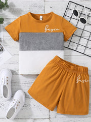 Boys Casual Outfit T-Shirt & Shorts Summer Clothes Set