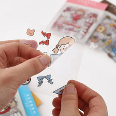 20pcs PET Cartoon Girl Characters Hand Tent Decorative Stickers