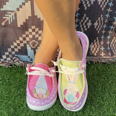 Pink Polka Dot Gnome Flat Skate Shoes for Women