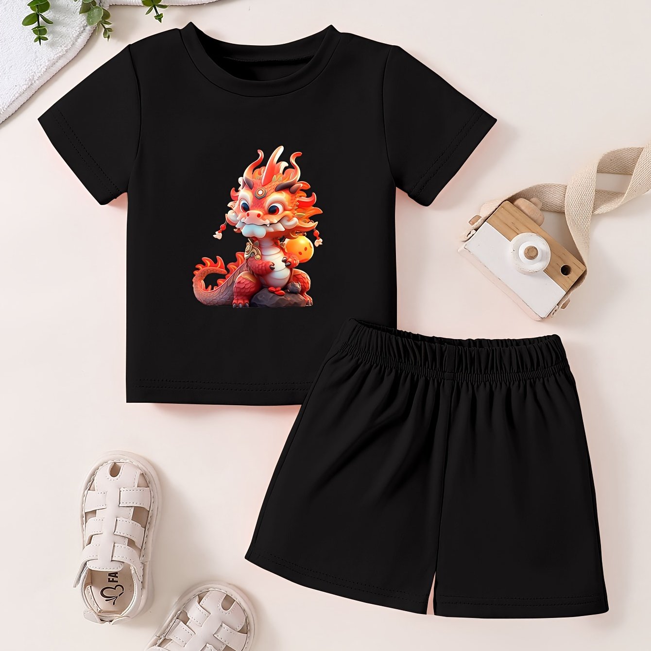 Toddler Cartoon Pattern T-shirt & Shorts Set