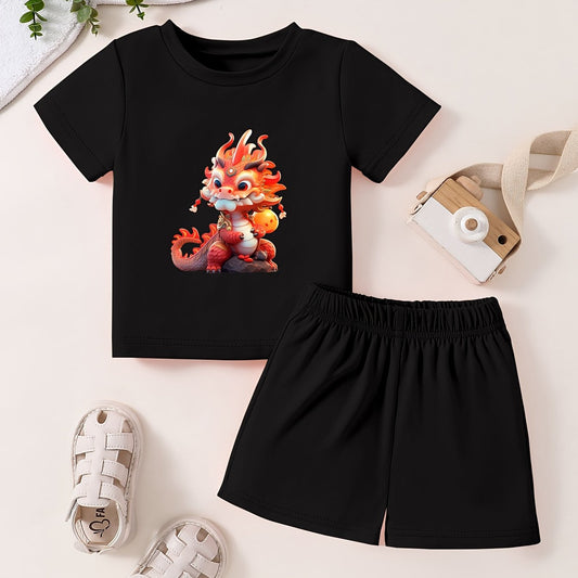 Toddler Cartoon Pattern T-shirt & Shorts Set