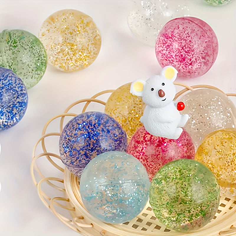 Assorted Glitter Bouncy Balls 40pcs Rubber Party Candy for Birthday Favors