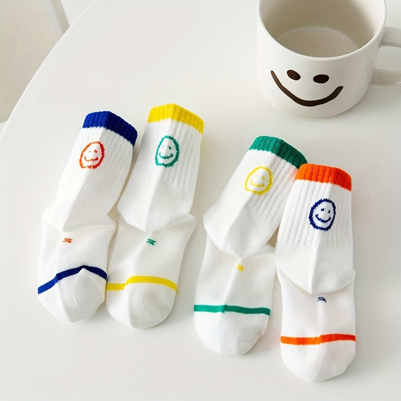 4 Pairs Kids Thin Mesh Breathable Crew Socks for Summer