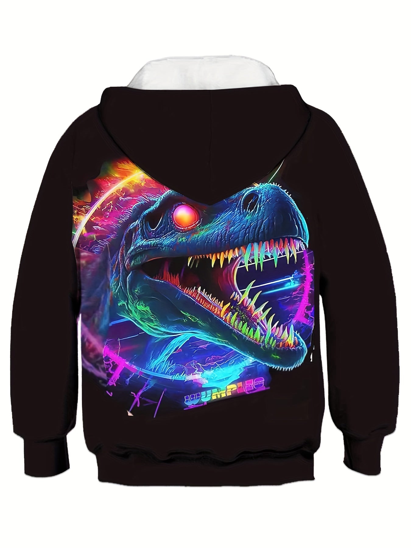 Dino Print Boys Casual Pullover Hoodie For Spring Fall