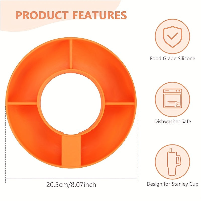 Silicone Snack Bowl For 40oz Tumbler with Handle & 4 Compartments