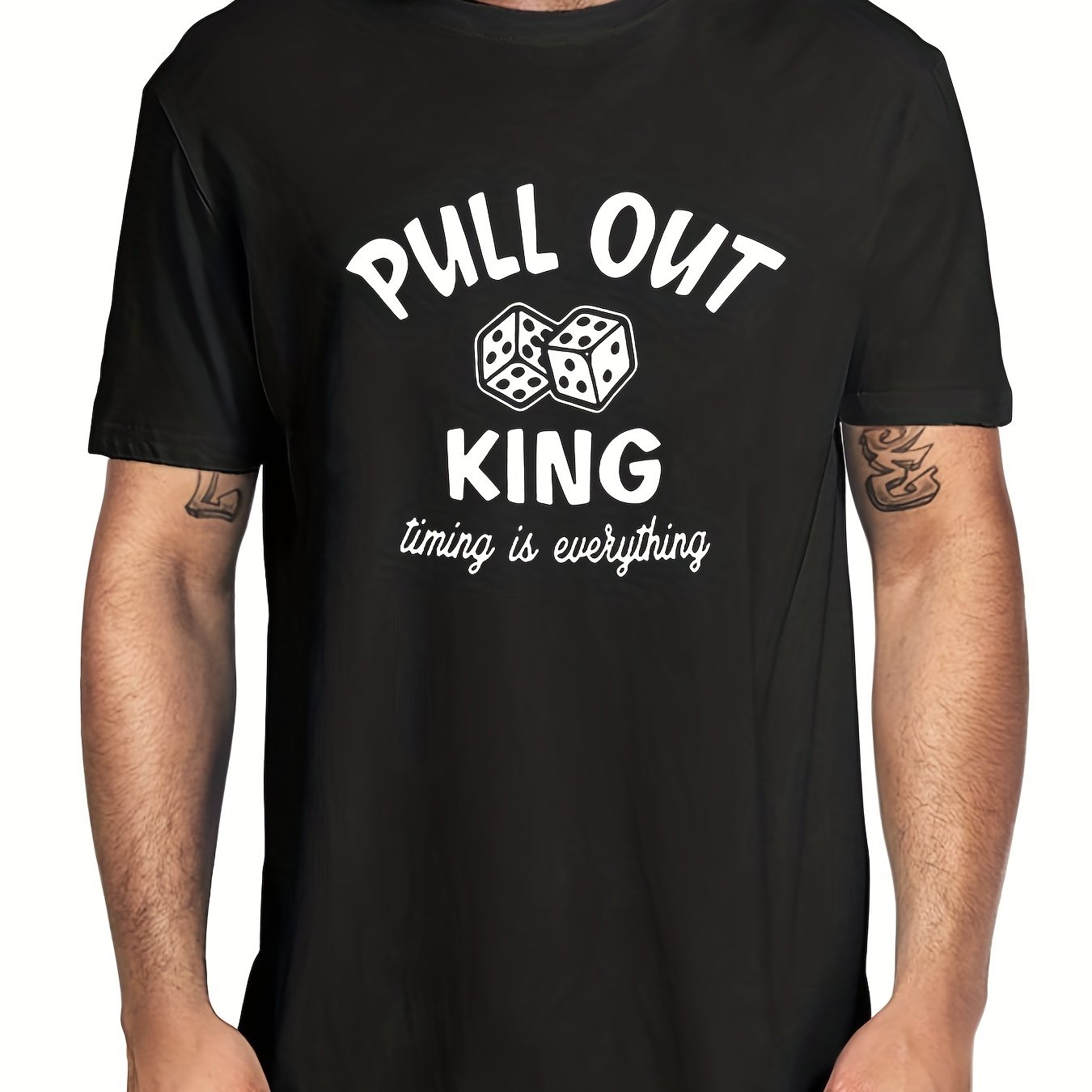 Men's Pull Out King Print T-shirt for Summer Outdoor