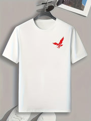 Eagle Print Men's Stretch Tee for Summer Outdoor Activities