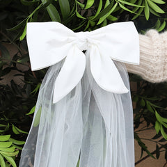 Short Wedding Bridal Veil Hair Bow Clip Bridal Bow Veil