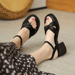 Women's Kitten Heel Sandals Open Toe Bowknot Summer Sandals
