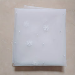 JOANSHRINE Double Layer Bridal Veil Vintage Floral Embellishment