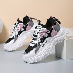 Women's Heighten Chunky Sneakers Faux Leather Comfortable Non Slip Running Shoes
