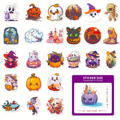 50pcs Spooky Fun Halloween Stickers for Windows Pumpkins & More