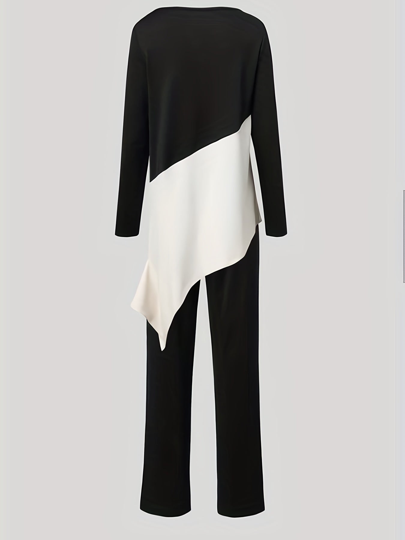 Casual Colorblock Two piece Set Long Sleeve V Neck Top & Pants Outfits