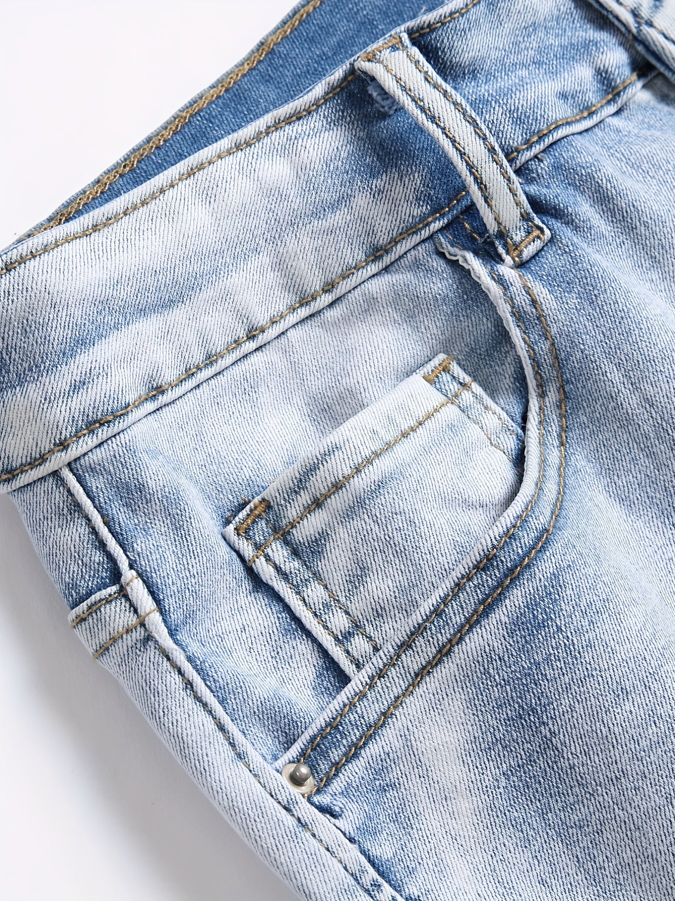 Slim Fit Ripped Denim Shorts Men Casual Street Style High Stretch