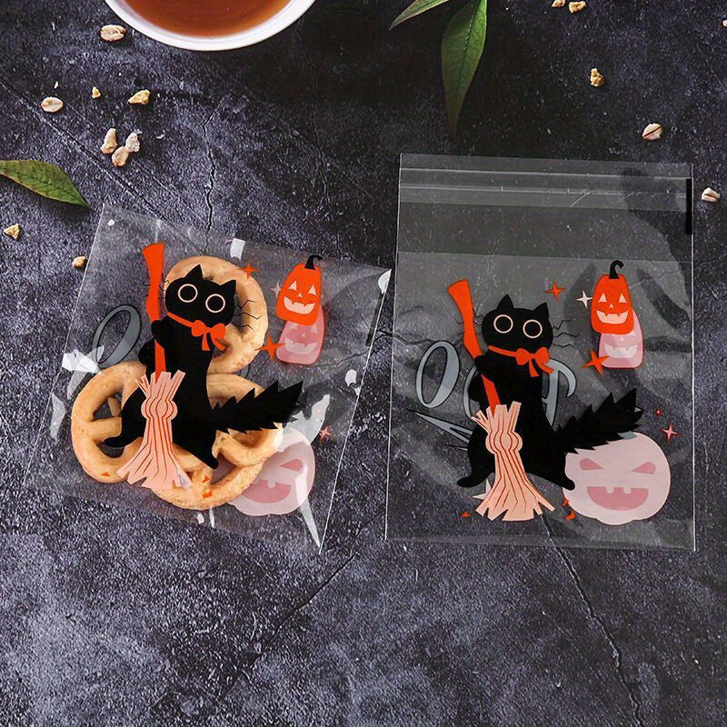 100pcs Halloween Gift Bags Ghost Party Candy Packaging Ziplock Bag