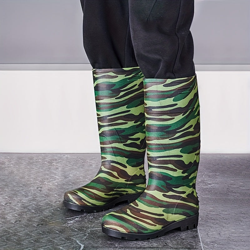 Men's Camo Rain Boots Non-slip Waterproof Outdoor Fishing Shoes
