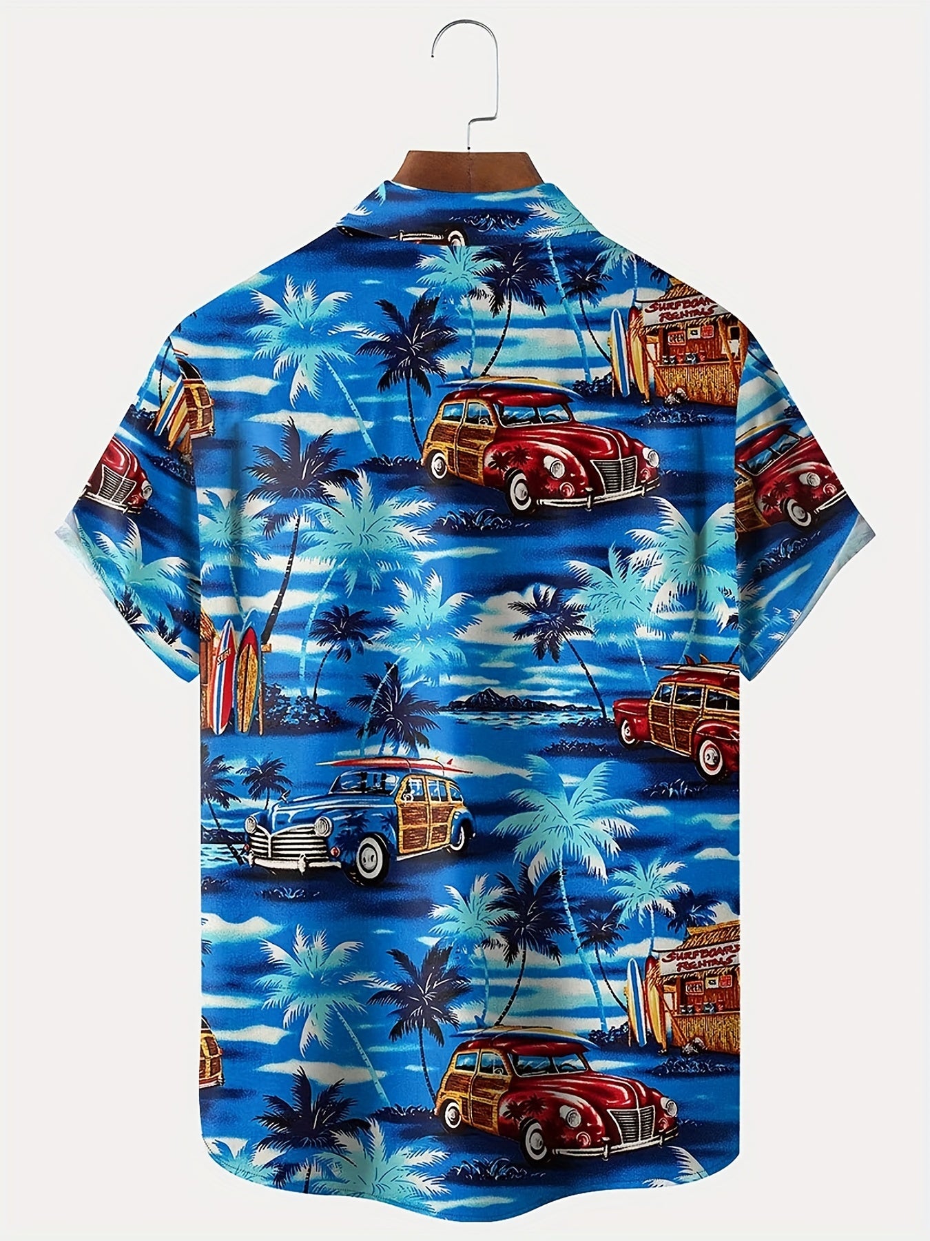 Coconut Tree & Vintage Car Print Men's Hawaiian Shirt