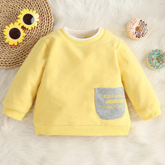 Baby Boys Casual Sweatshirt Kids Patch Pocket Long Sleeve Pullover