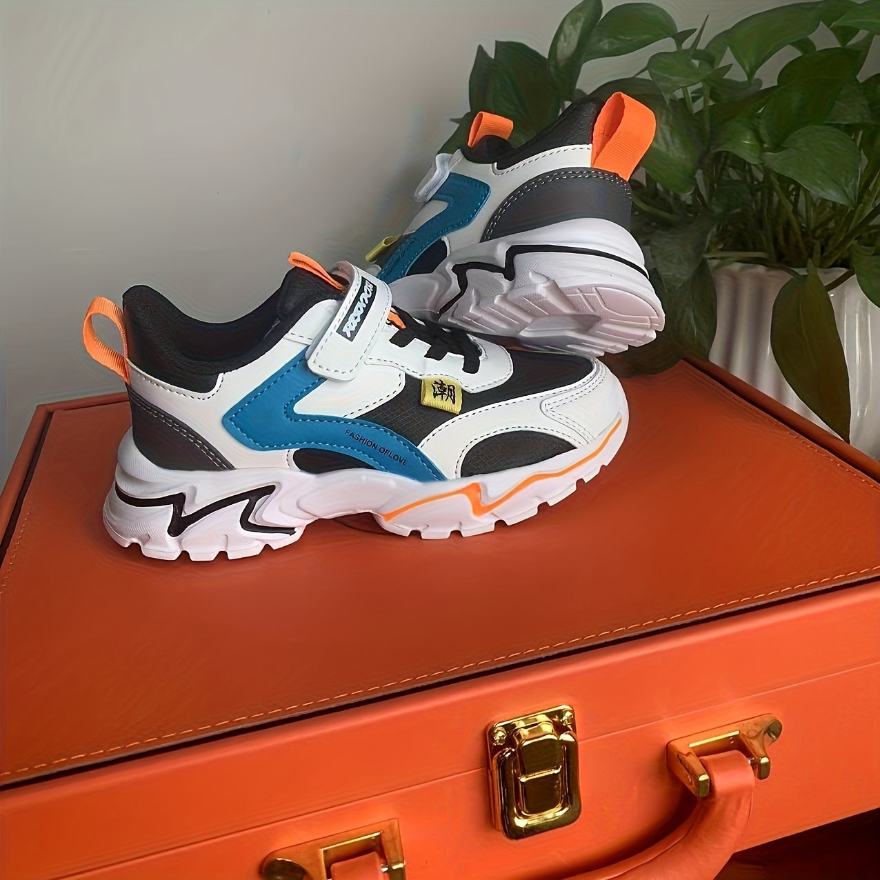 Kids Block Hook And Loop Sneakers with Letters Decoration