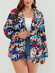 Casual Allover Letter Print Blazer