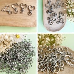 20pcs Heart Shaped Keychain Dog Buckle Jewelry DIY Accessories