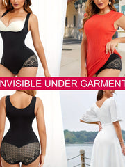 Women's Tummy Control Lace Waist Trainer Bodysuit