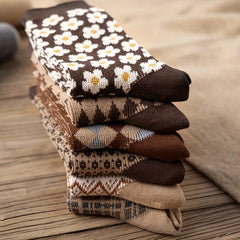 Geometric Pattern Retro Style Socks Women's Stockings