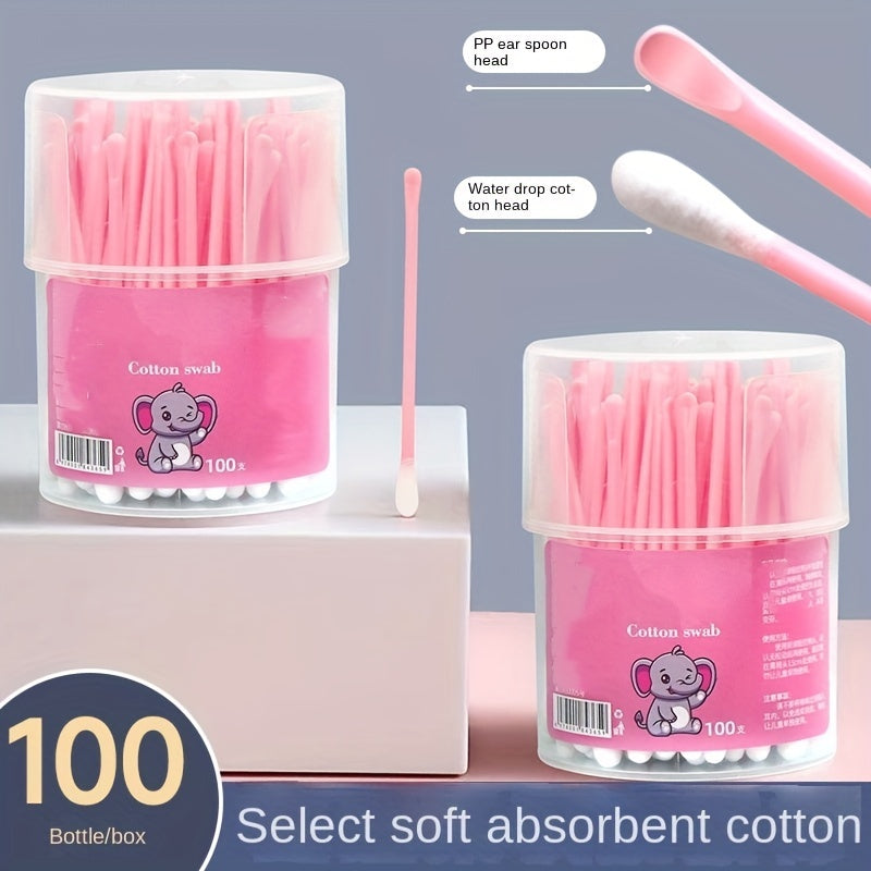 100pcs 2 in 1 Adult Baby Swabs Ear Scoop Cotton Swabs