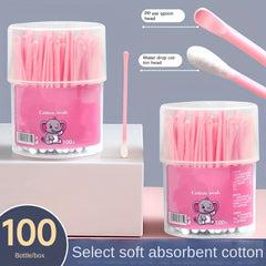 100pcs 2 in 1 Adult Baby Swabs Ear Scoop Cotton Swabs