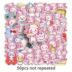 50pcs Pink Newt Animal Vinyl Stickers for Water Bottles Laptop