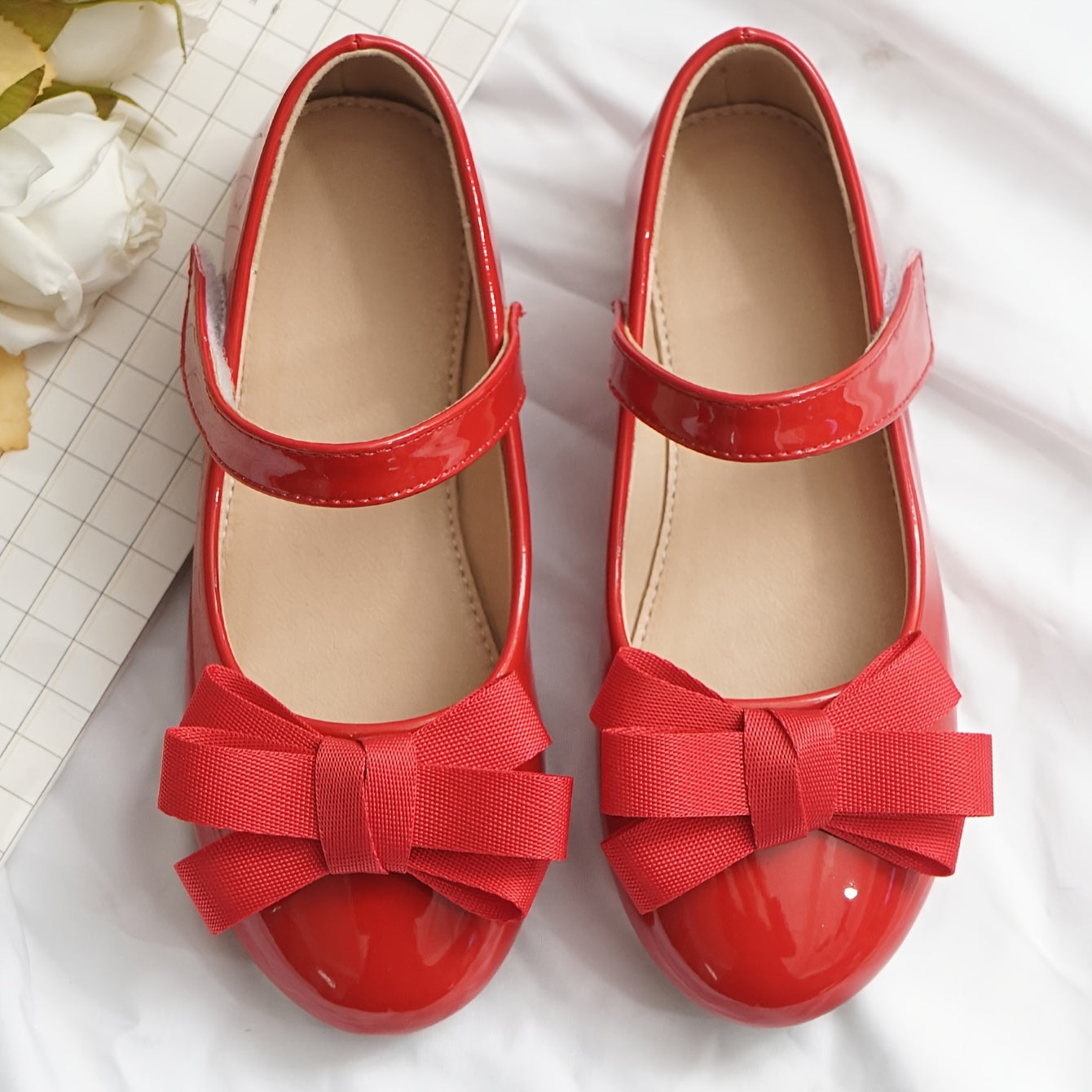 Girls Bowknot Dress Shoes Lightweight Non Slip Flat Sole Shoes
