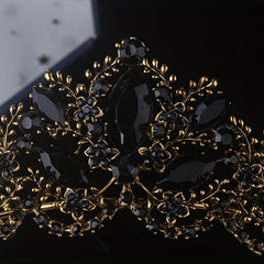 Baroque Style Crystal Crown Earrings Necklace Set