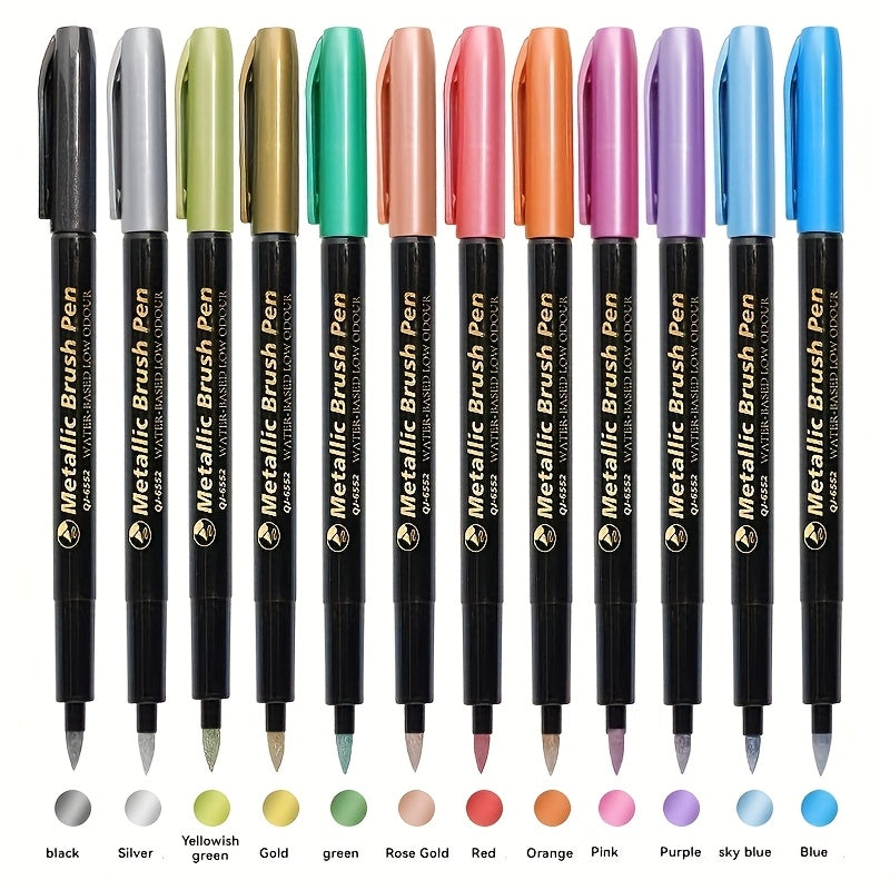 12 Metal Paint Brush Pens for DIY Non Fading Watercolor Markers