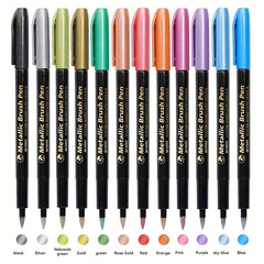 12 Metal Paint Brush Pens for DIY Non Fading Watercolor Markers