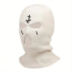 Embroidered Knitted Ski Mask Winter Balaclava 3 Hole Knitted Ski Neck Warmer