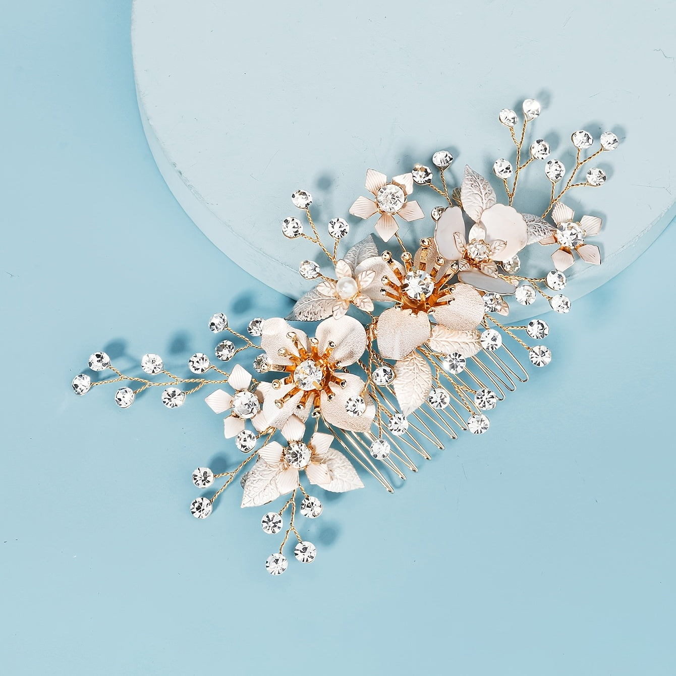 Rose Flower Bride Wedding Hair Comb Faux Pearl Bridal Hair Clip