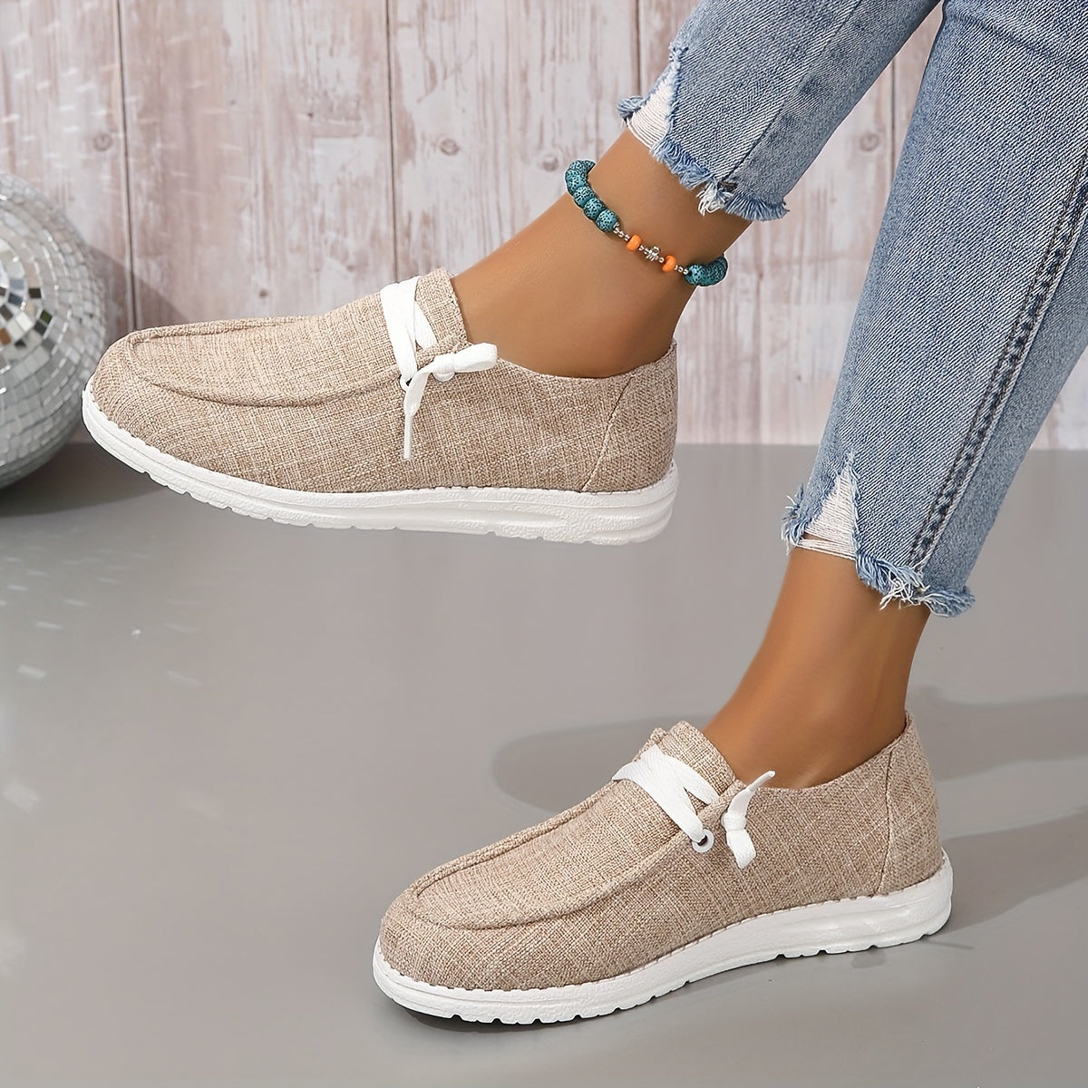 Women's Canvas Slip-On Lace Up Shoes