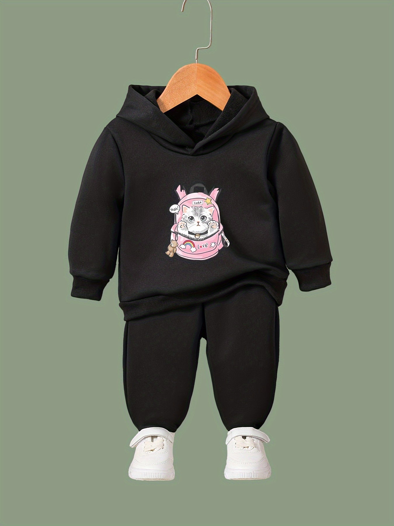 Kitty School Bag Print Girls Outfits 2pcs Spring Fall Sports Gift